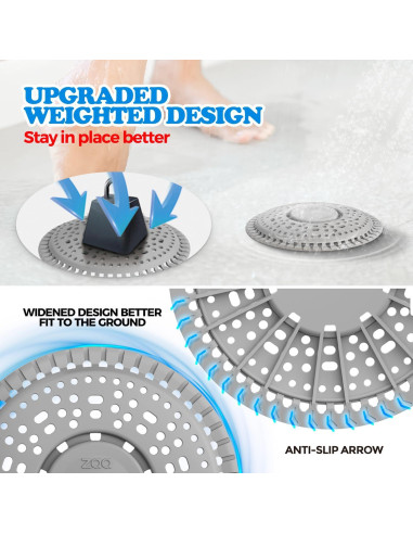 Captador de Cabello ZAA para Drenaje de Ducha Gris 14 cm
