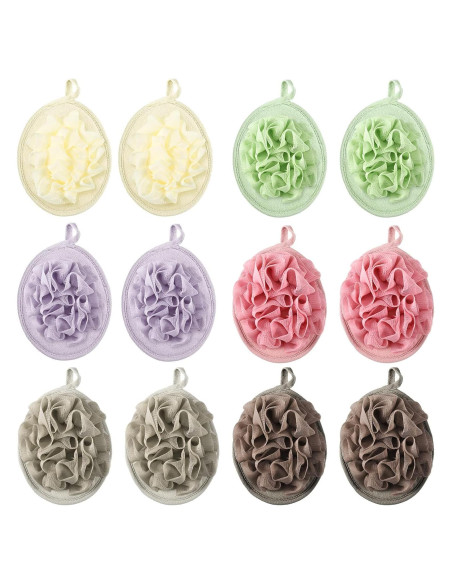 12 Puff de Ducha Exfoliantes Zopeal Lavables 13.2x19.3cm