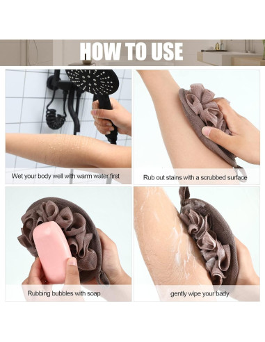 12 Puff de Ducha Exfoliantes Zopeal Lavables 13.2x19.3cm