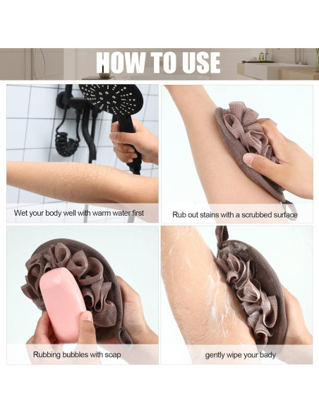 12 Puff de Ducha Exfoliantes Zopeal Lavables 13.2x19.3cm