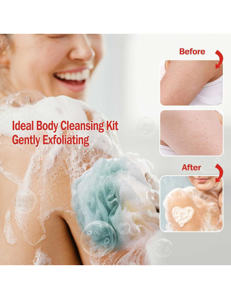 Esponjas de Lufa para Baño Zihezian - Juego de 3 (2 Azules, 1 Rosa)