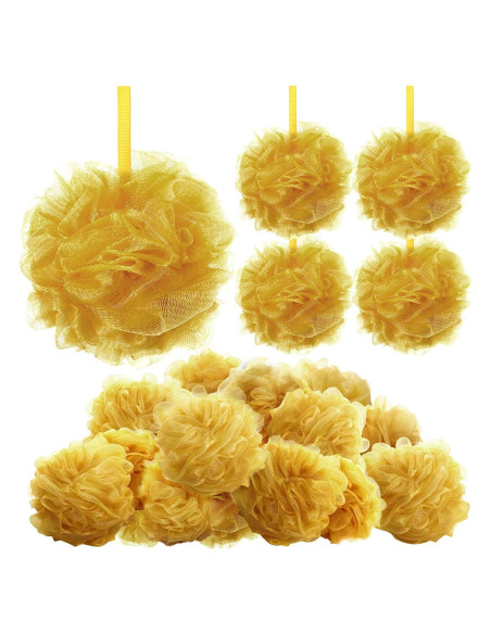 12 Esponjas de Ducha Exfoliantes FuWeave Doradas 50g