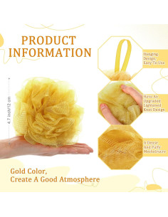 12 Esponjas de Ducha Exfoliantes FuWeave Doradas 50g 2