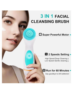 Cepillo Facial Eléctrico Yevsinbay IPX6 3 Cabezas 2 Velocidades 2