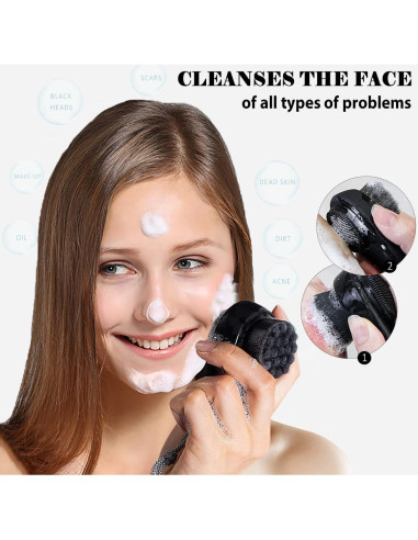 2 Cepillos Faciales 2-en-1 Leeshine para Limpieza y Exfoliación