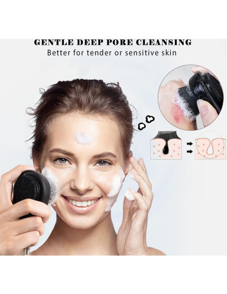 2 Cepillos Faciales 2-en-1 Leeshine para Limpieza y Exfoliación