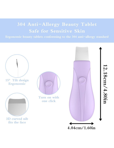Espátula Limpiadora Facial LRUFOB Doble Modo Púrpura Espátula Limpiadora Facial LRUFOB Doble Modo Púrpura