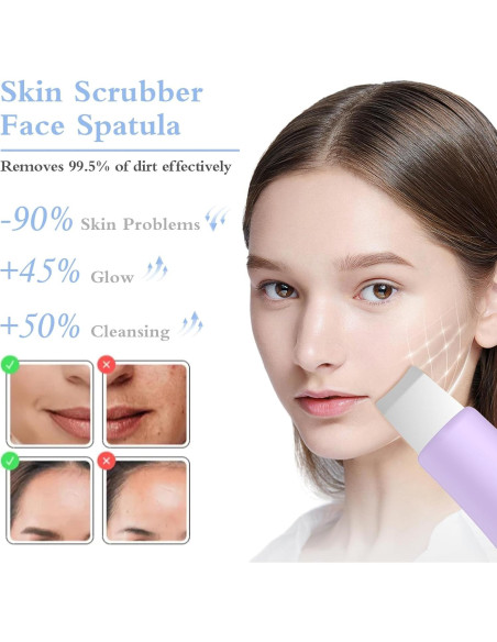 Espátula Limpiadora Facial LRUFOB Doble Modo Púrpura Espátula Limpiadora Facial LRUFOB Doble Modo Púrpura