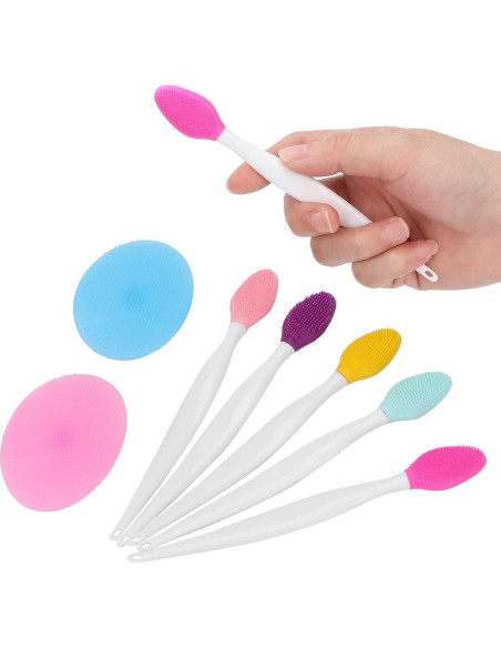 Juego de Cepillos de Limpieza Facial Dioche - 5 Silicona + 2 Exfoliantes