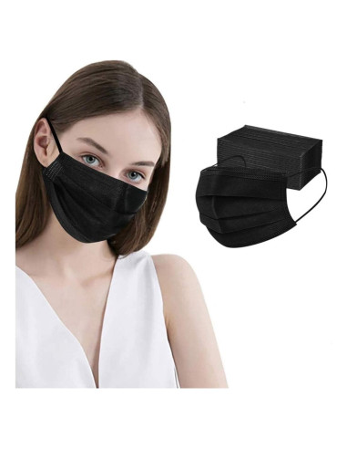 Mascarillas Desechables Negras LEMENT 100 Pcs 3 Capas