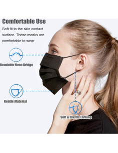 Mascarillas Desechables Negras LEMENT 100 Pcs 3 Capas 2