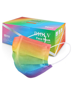 Mascarillas Desechables 3 Capas DIOLV 50 Pcs Arcoíris Gradiente