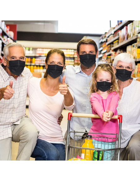 Paquete de 100 Mascarillas Desechables Negras DR.MOXA 3 Capas