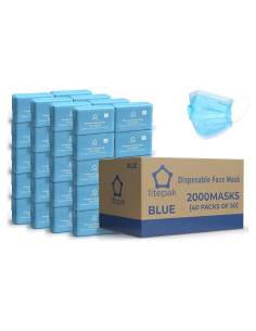 Mascarillas Desechables Litepak 3 Capas Azul 2000 Pcs