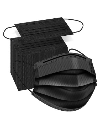 Paquete de 100 Mascarillas Desechables Negras 3 Capas HUNAN
