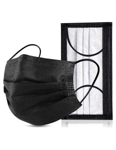 Mascarillas Desechables Negras Yjiaka 4 Capas 50 Pcs