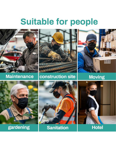 Mascarillas Desechables Negras 3 Capas MAQIHAN 100 Pcs