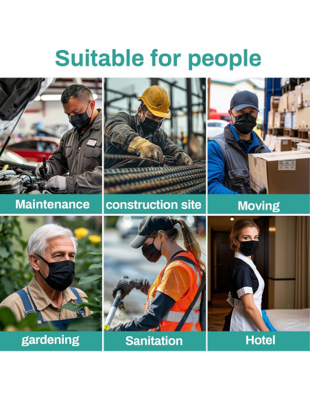 Mascarillas Desechables Negras 3 Capas MAQIHAN 100 Pcs