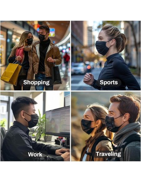 Mascarillas Desechables Negras 3 Capas MAQIHAN 100 Pcs