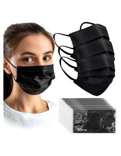 Mascarillas Faciales Desechables Negras MY - 80 PCS 3 Capas