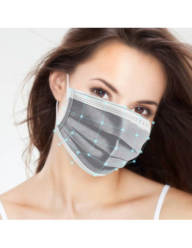 Mascarillas Desechables Grises 3 Capas 100 Unidades Fancrout
