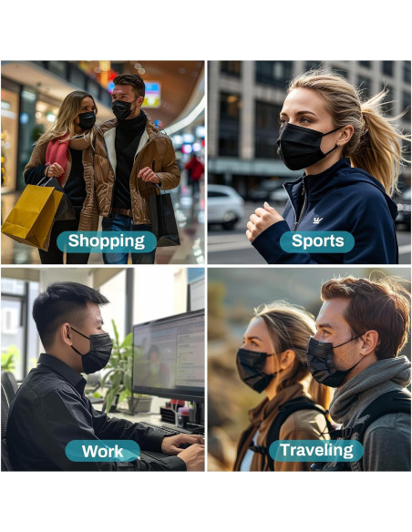 Mascarillas Faciales Desechables Negras MY - 80 PCS 3 Capas