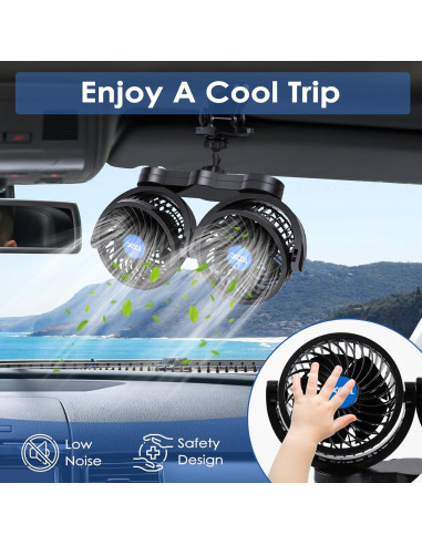 Ventilador de Coche Clip XOOL T605e 12V Doble Ajustable