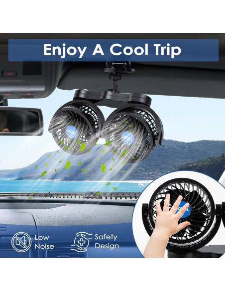 Ventilador de Coche Clip XOOL T605e 12V Doble Ajustable