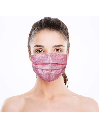 50 Mascarillas Desechables Rosa Brillantes 3 Capas SOGOODED