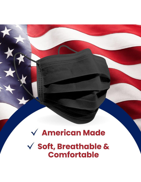 Mascarillas Desechables Negras MagiCare - 50 Unidades 3 Capas