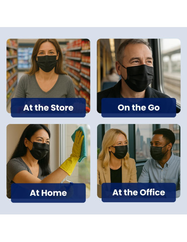 Mascarillas Desechables Negras MagiCare - 50 Unidades 3 Capas