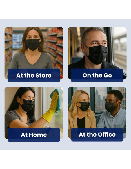 Mascarillas Desechables Negras MagiCare - 50 Unidades 3 Capas