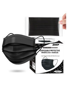 Mascarillas Desechables Negras XDX - Paquete de 50 Unidades 4 Capas