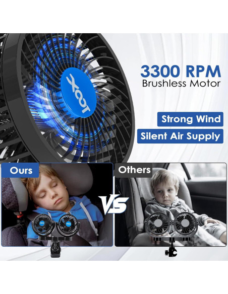 Ventilador de Coche Clip XOOL T605e 12V Doble Ajustable