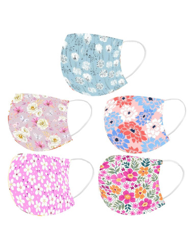 Cubierta Facial Desechable Floral 50 Pcs 3 Capas Adultos