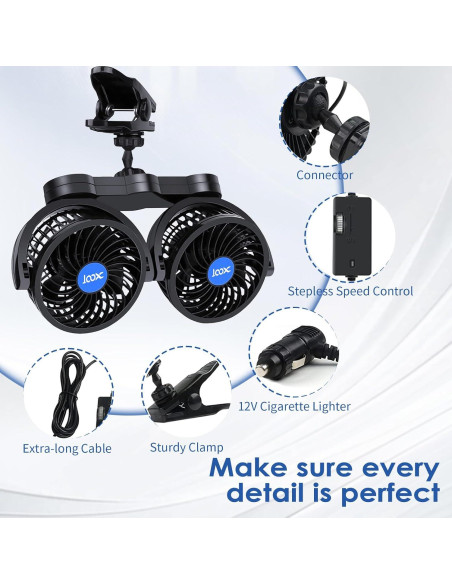 Ventilador de Coche Clip XOOL T605e 12V Doble Ajustable