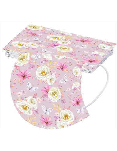Cubierta Facial Desechable Floral 50 Pcs 3 Capas Adultos