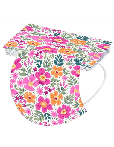 Cubierta Facial Desechable Floral 50 Pcs 3 Capas Adultos