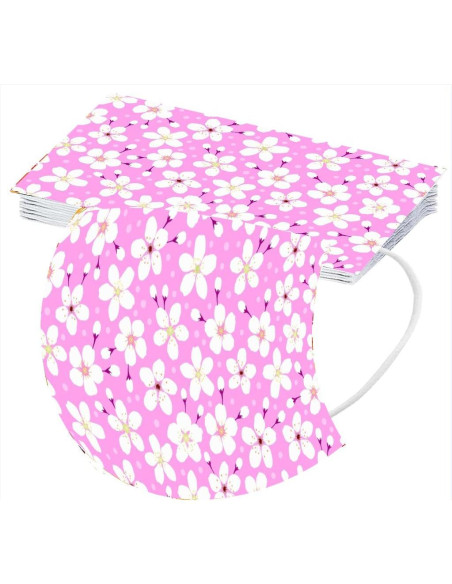 Cubierta Facial Desechable Floral 50 Pcs 3 Capas Adultos