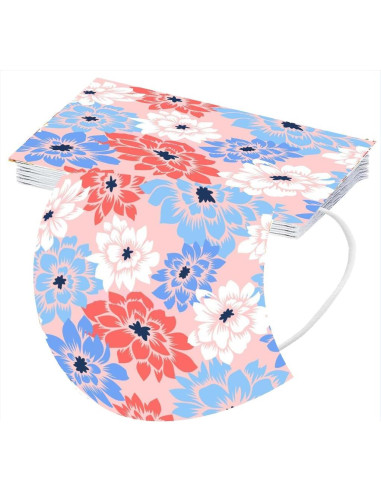 Cubierta Facial Desechable Floral 50 Pcs 3 Capas Adultos