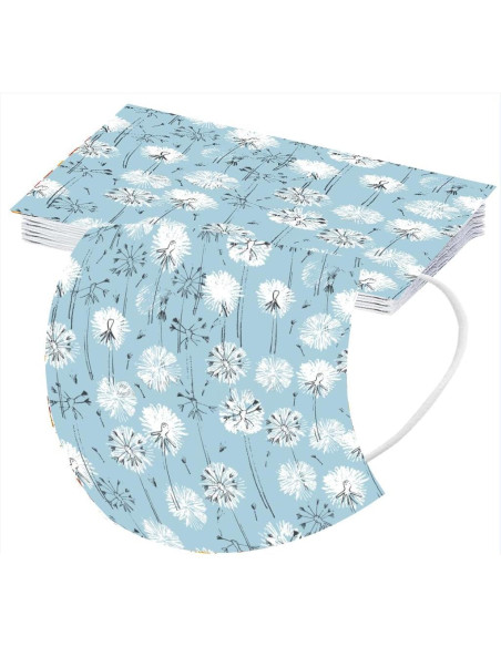 Cubierta Facial Desechable Floral 50 Pcs 3 Capas Adultos