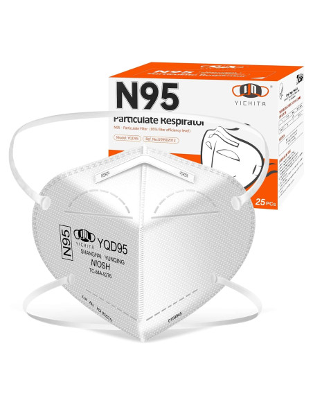 Mascarilla N95 YQ YICHITA Aprobada NIOSH Paquete 25 Unidades