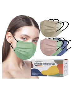 Mascarillas Desechables Jointown 3 Capas Color Morandi - 50 Unidades