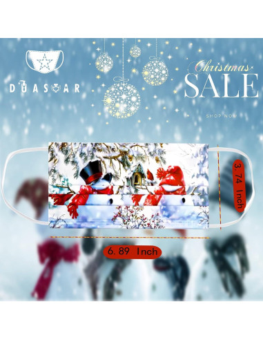 Mascarillas Faciales Desechables Navidad 50 Unidades 3 Capas