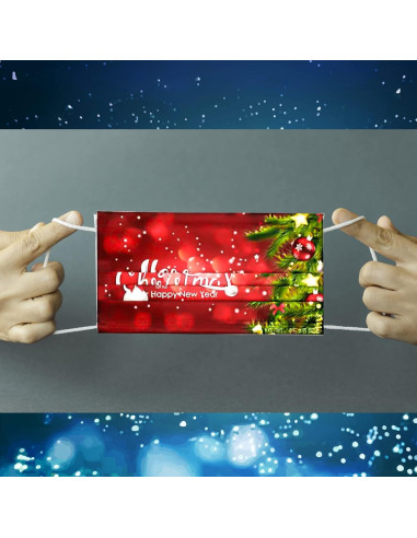 Mascarillas Faciales Desechables Navidad 50 Unidades 3 Capas