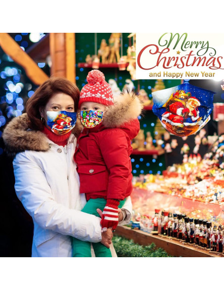 Mascarillas Faciales Desechables Navidad 50 Unidades 3 Capas