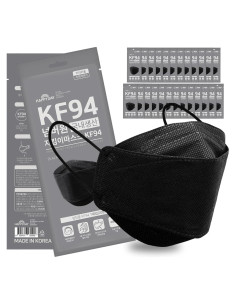 Mascarillas KF94 Happy Day 25 Pzas Adulto Negro 4 Capas