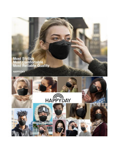 Mascarillas KF94 Happy Day 25 Pzas Adulto Negro 4 Capas 2