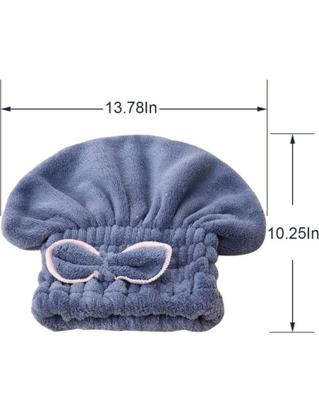 Gorras de Secado de Cabello Jseng Microfibra 2 Piezas Azul-Beige