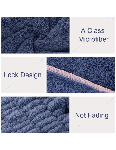 Gorras de Secado de Cabello Jseng Microfibra 2 Piezas Azul-Beige